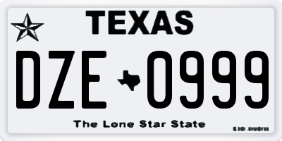 TX license plate DZE0999