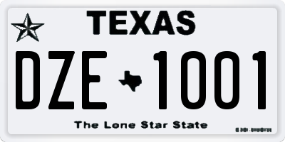 TX license plate DZE1001