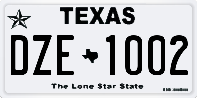 TX license plate DZE1002