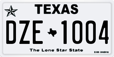 TX license plate DZE1004