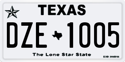 TX license plate DZE1005