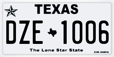 TX license plate DZE1006