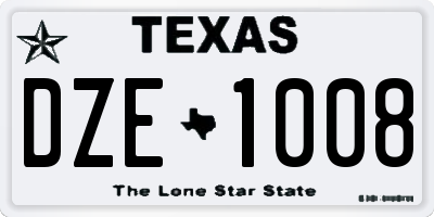 TX license plate DZE1008