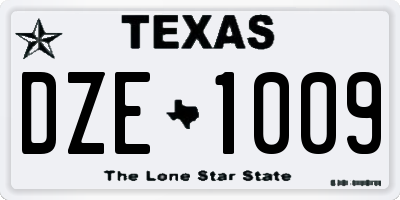 TX license plate DZE1009