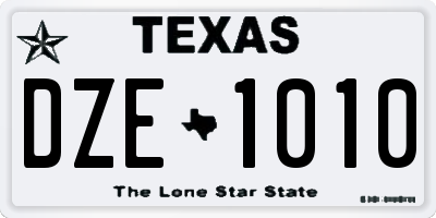 TX license plate DZE1010