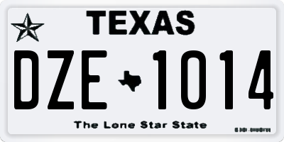 TX license plate DZE1014