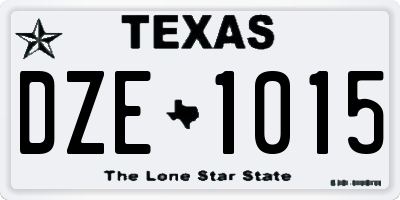 TX license plate DZE1015
