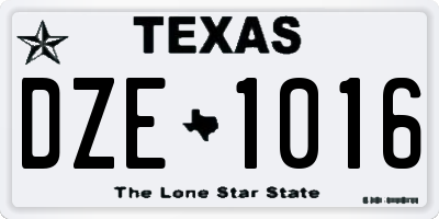 TX license plate DZE1016