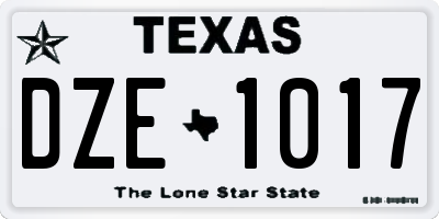 TX license plate DZE1017