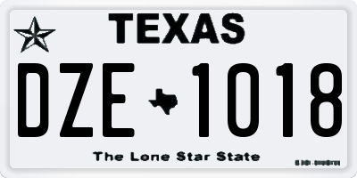 TX license plate DZE1018