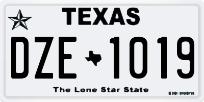 TX license plate DZE1019