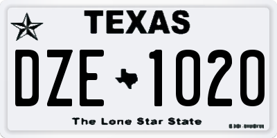 TX license plate DZE1020