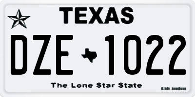 TX license plate DZE1022