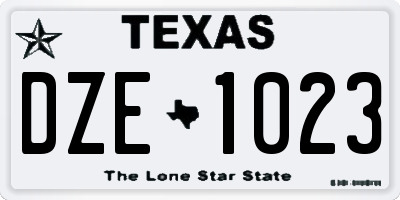 TX license plate DZE1023
