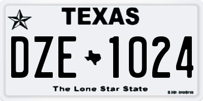 TX license plate DZE1024