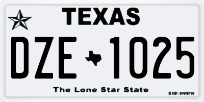 TX license plate DZE1025