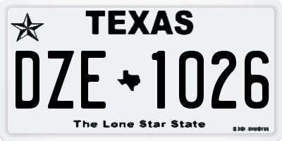 TX license plate DZE1026