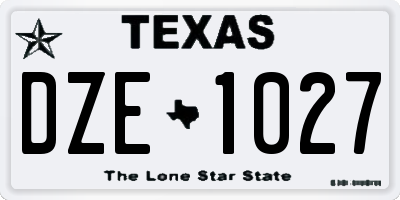 TX license plate DZE1027