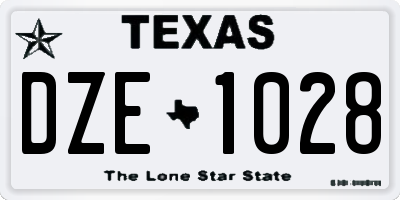 TX license plate DZE1028