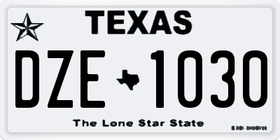 TX license plate DZE1030