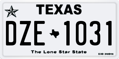 TX license plate DZE1031