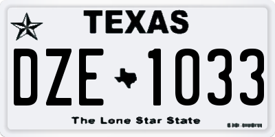 TX license plate DZE1033