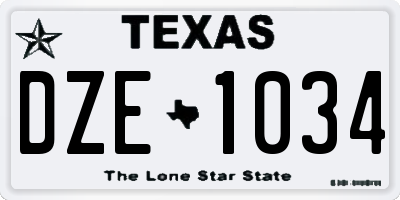 TX license plate DZE1034