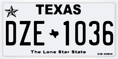 TX license plate DZE1036