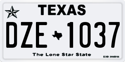 TX license plate DZE1037