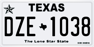 TX license plate DZE1038