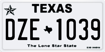 TX license plate DZE1039