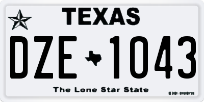 TX license plate DZE1043