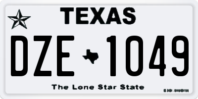 TX license plate DZE1049