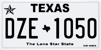 TX license plate DZE1050