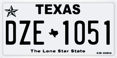 TX license plate DZE1051