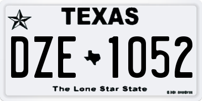 TX license plate DZE1052