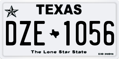 TX license plate DZE1056