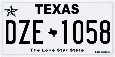 TX license plate DZE1058