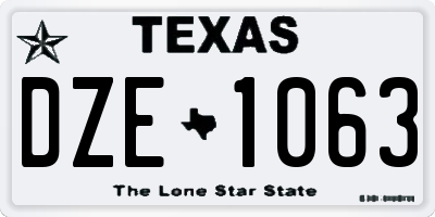 TX license plate DZE1063