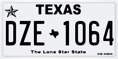 TX license plate DZE1064
