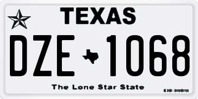 TX license plate DZE1068