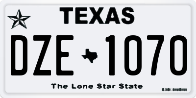 TX license plate DZE1070