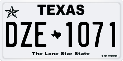 TX license plate DZE1071
