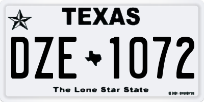 TX license plate DZE1072