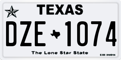 TX license plate DZE1074