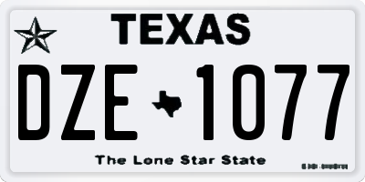 TX license plate DZE1077