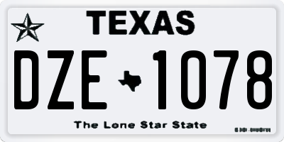 TX license plate DZE1078