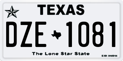 TX license plate DZE1081