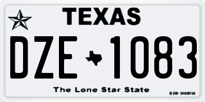 TX license plate DZE1083