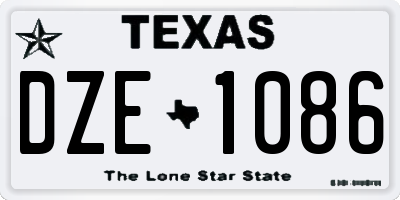 TX license plate DZE1086